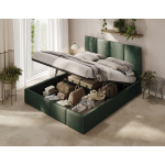 Polsterbett in Flaschengrün für Schlafzimmer